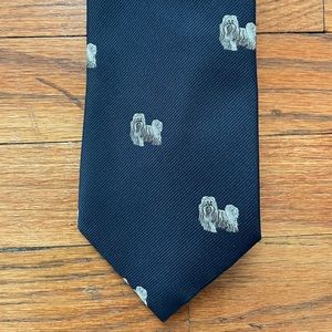 Chipp Neckwear Dog Breeds Shih Tzu Silk Tie Navy